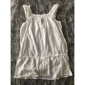White Tank With Draw String Lace Detail